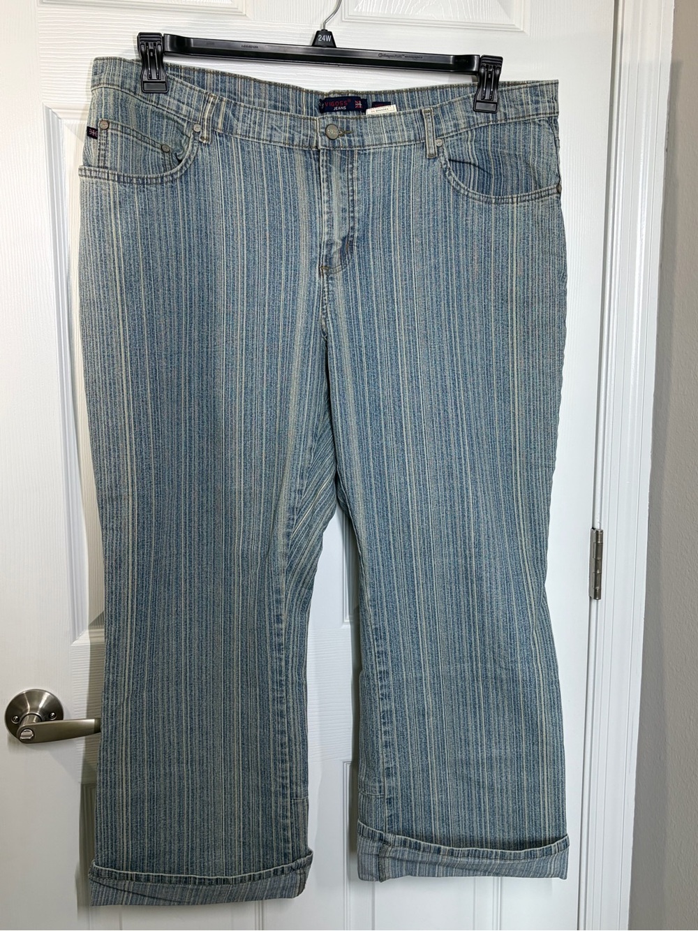 Vigoss Women's Blue Striped Boyfriend Jeans